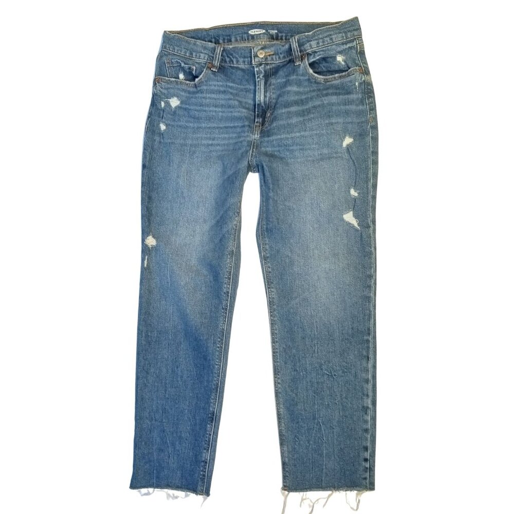 Old Navy Mid Rise Boyfriend Women's Jeans Size 8 Distressed Style